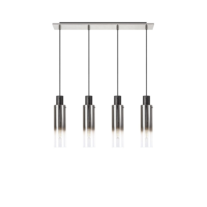 Nelson Lighting NL84949 Blade Slim Linear Pendant 4 Light Adjustable Black/Smoke Fade Glass