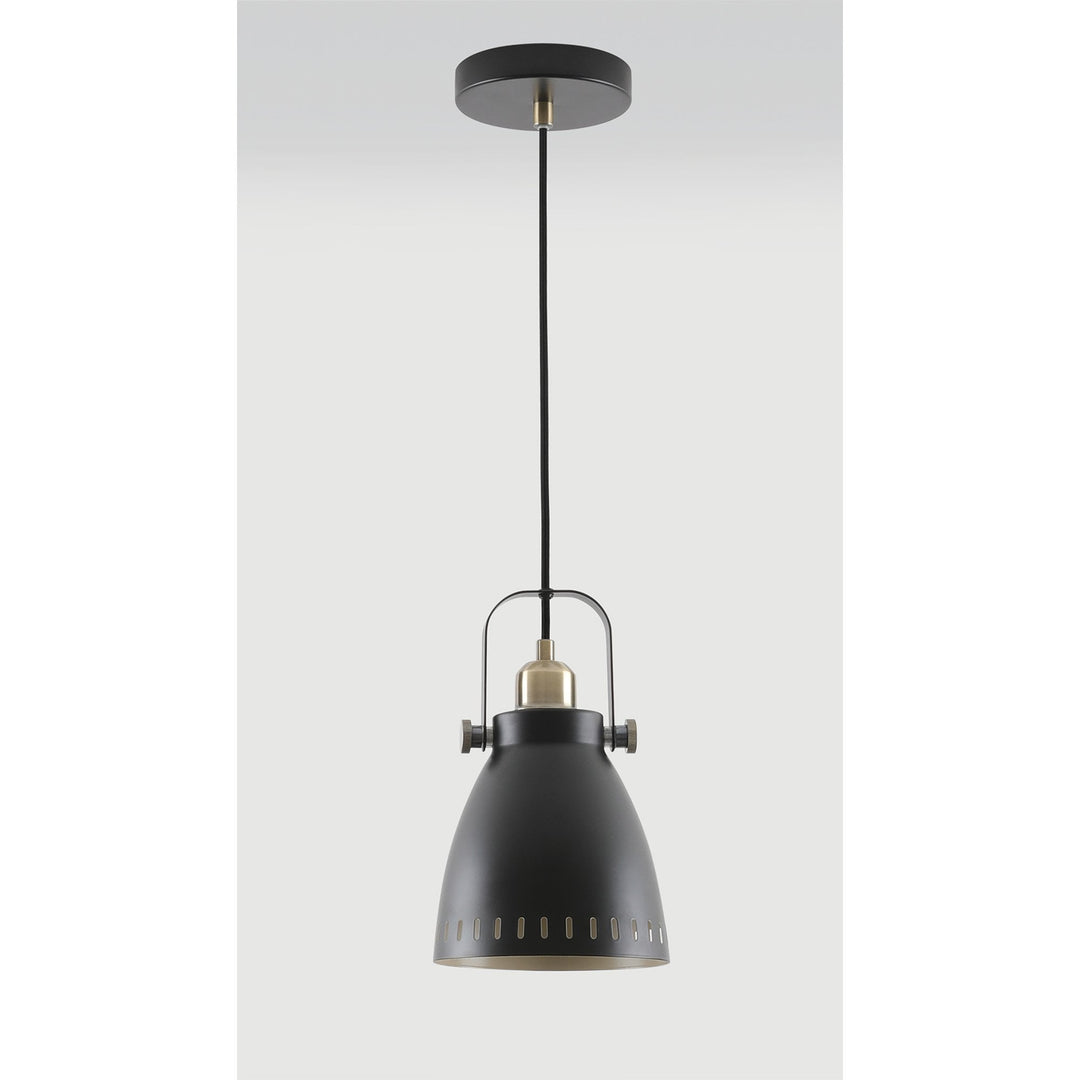 Nelson Lighting NL77269 Bojam Small Pendant 1 Light Matt Black/Antique Brass/Khaki