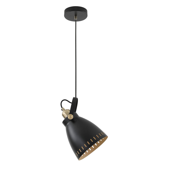 Nelson Lighting NL77279 Bojam Medium Pendant 1 Light Matt Black/Antique Brass/Khaki