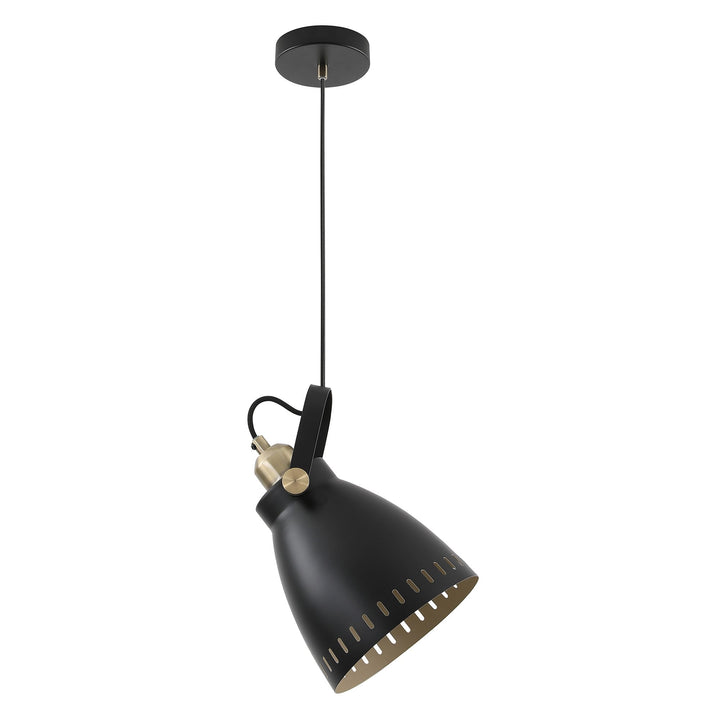 Nelson Lighting NL77289 Bojam Large Pendant 1 Light Matt Black/Antique Brass/Khaki