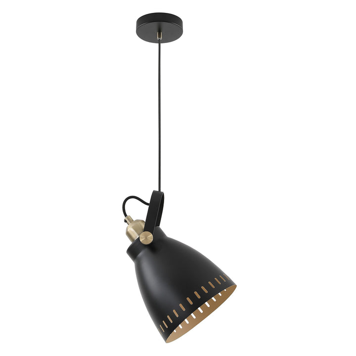 Nelson Lighting NL77289 Bojam Large Pendant 1 Light Matt Black/Antique Brass/Khaki