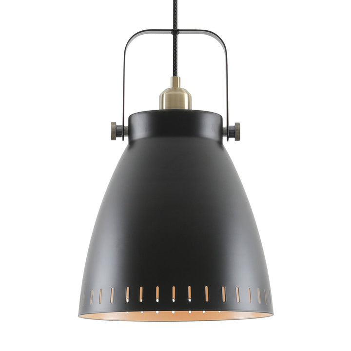 Nelson Lighting NL77289 Bojam Large Pendant 1 Light Matt Black/Antique Brass/Khaki