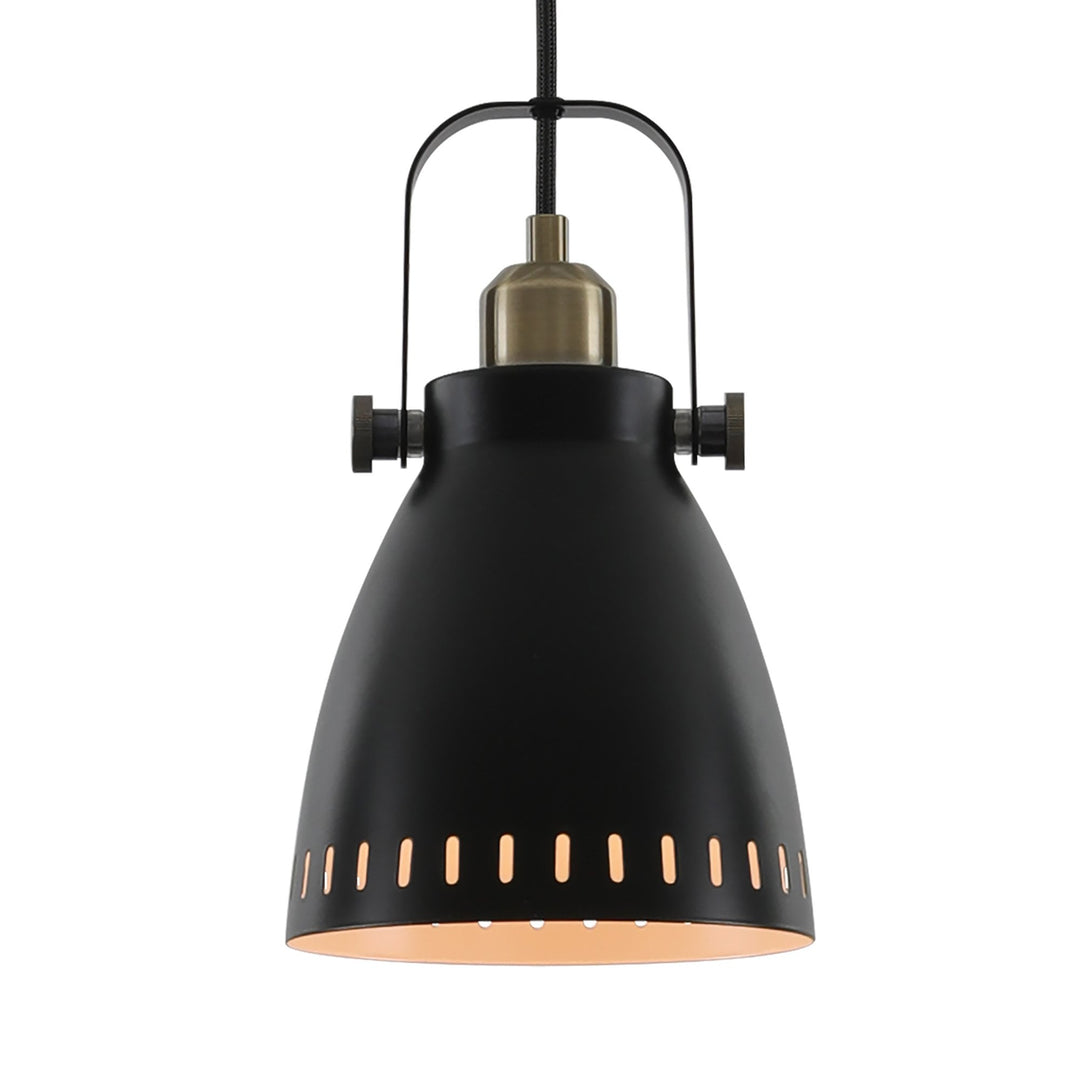 Nelson Lighting NL77299 Bojam Linear Pendant 3 Light Matt Black/Antique Brass/Khaki