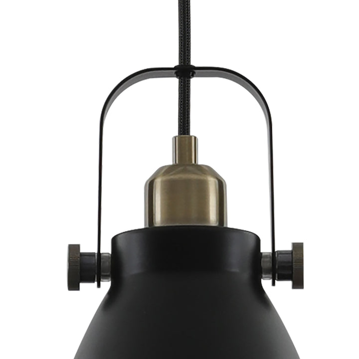 Nelson Lighting NL77299 Bojam Linear Pendant 3 Light Matt Black/Antique Brass/Khaki