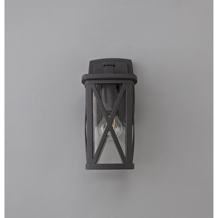 Nelson Lighting NL77829 Brena Outdoor Down Criss Cross Wall Lamp 1 Light Anthracite/Clear Glass