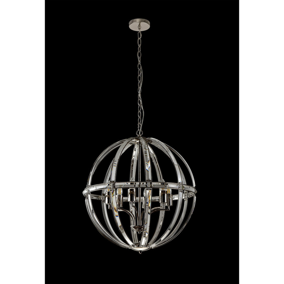 Nelson Lighting NL84259 Char Large Round Pendant 6 Light Polished Nickel