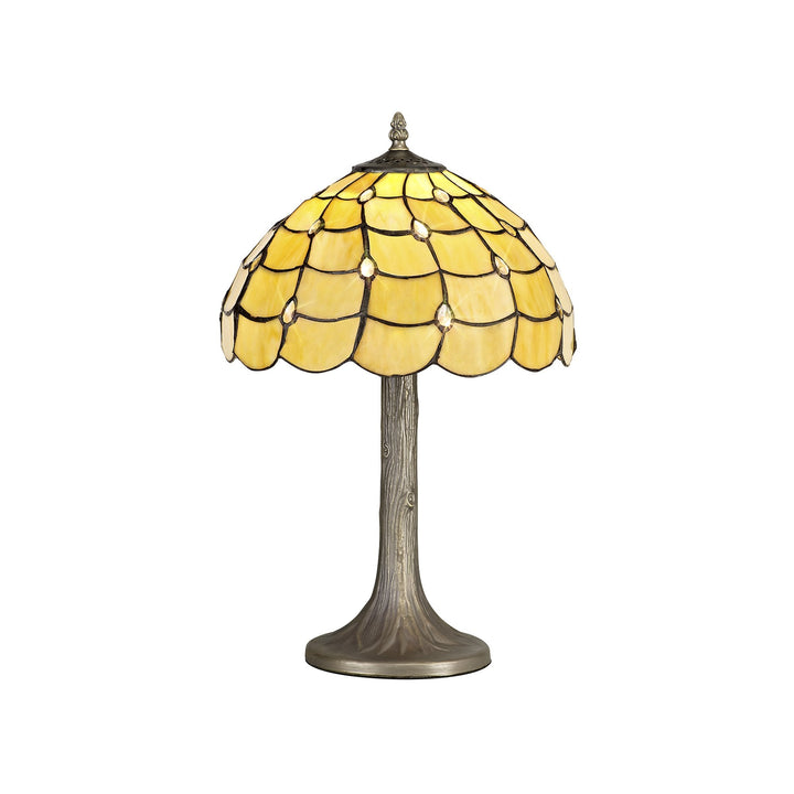 Nelson Lighting NLK00349 Chrisy 1 Light Tree Like Table Lamp With 30cm Tiffany Shade Beige/Aged Antique Brass