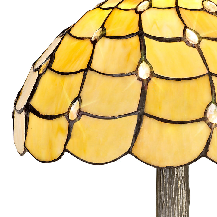 Nelson Lighting NLK00349 Chrisy 1 Light Tree Like Table Lamp With 30cm Tiffany Shade Beige/Aged Antique Brass