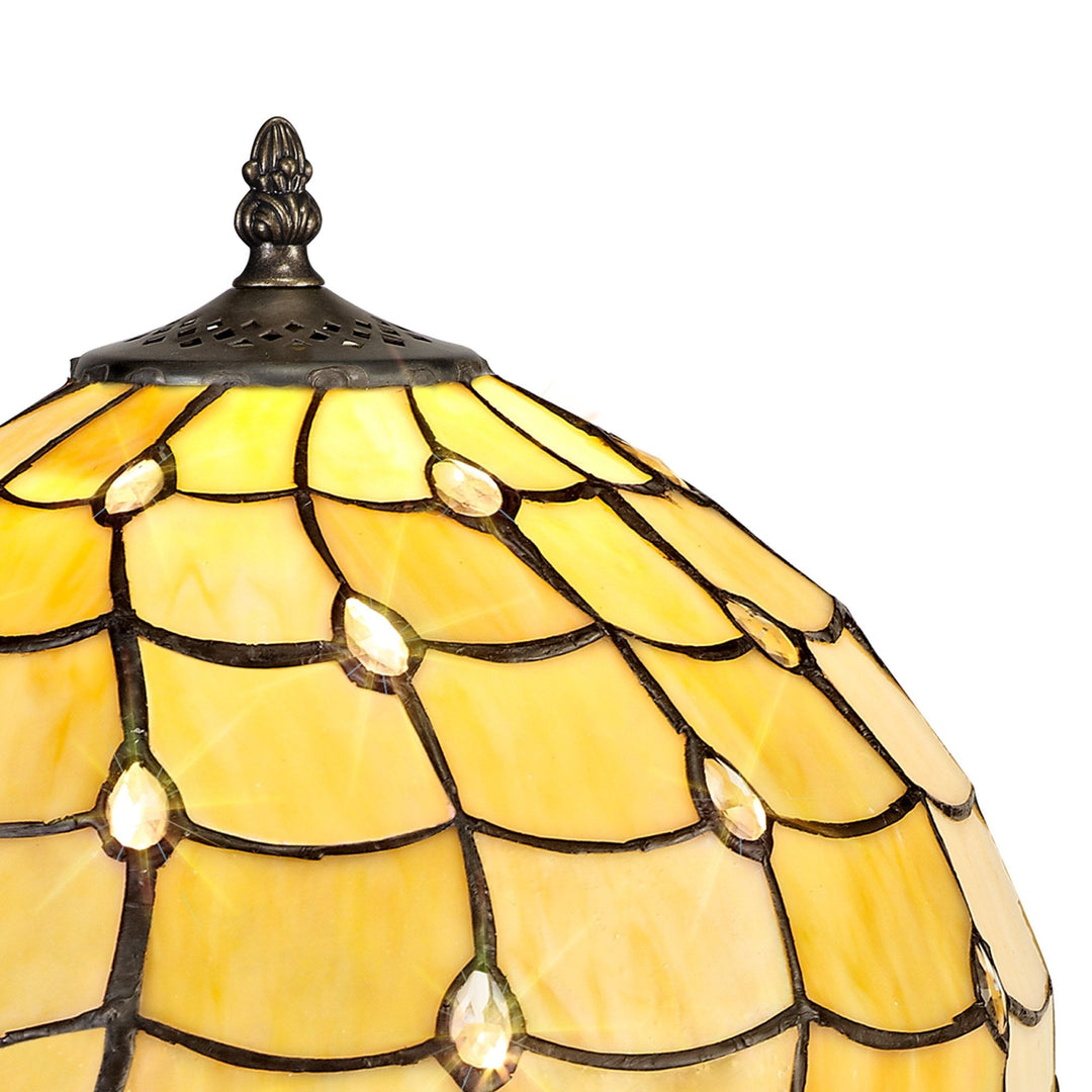 Nelson Lighting NLK00369 Chrisy 1 Light Octagonal Table Lamp With 30cm Tiffany Shade Beige/Aged Antique Brass