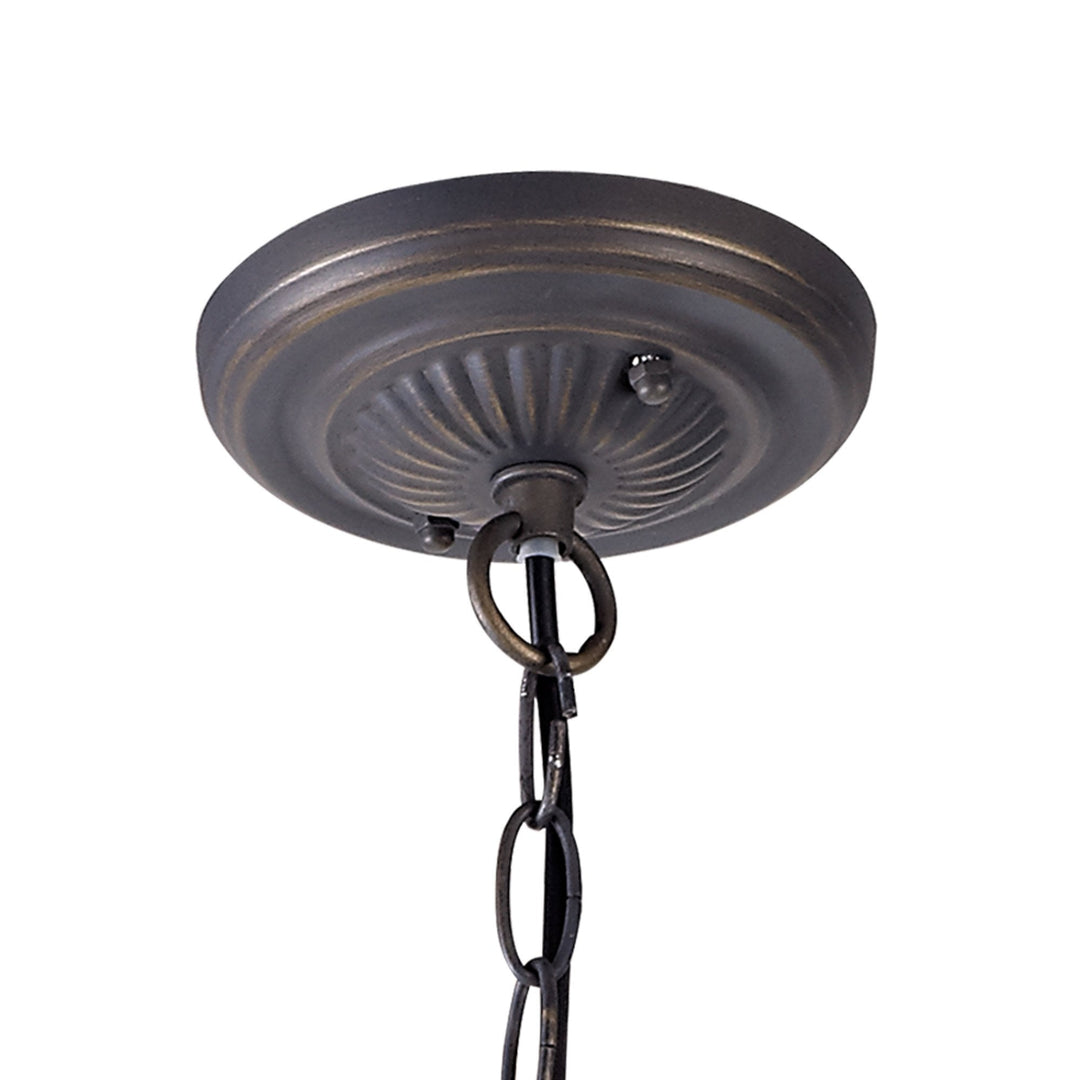 Nelson Lighting NLK00389 Chrisy 2 Light Down Lighter Pendant With 30cm Tiffany Shade Beige/Aged Antique Brass