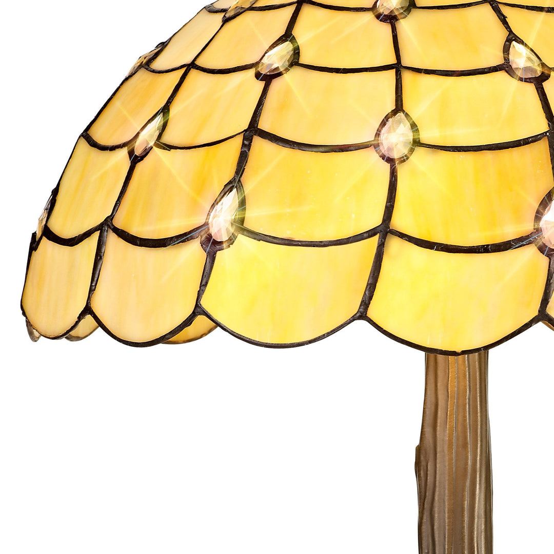Nelson Lighting NLK00449 Chrisy 2 Light Tree Like Table Lamp With 40cm Tiffany Shade Beige/Aged Antique Brass