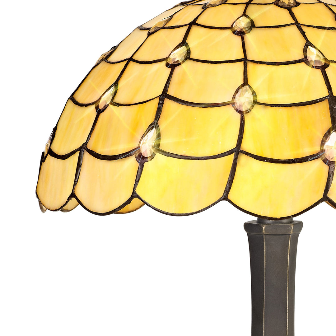 Nelson Lighting NLK00469 Chrisy 2 Light Octagonal Table Lamp With 40cm Tiffany Shade Beige/Aged Antique Brass