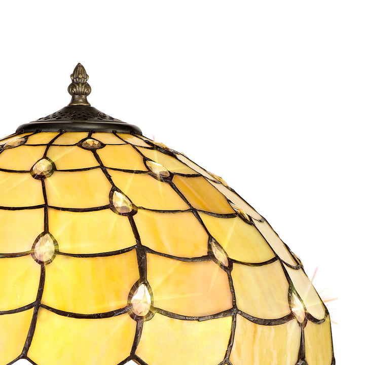Nelson Lighting NLK00469 Chrisy 2 Light Octagonal Table Lamp With 40cm Tiffany Shade Beige/Aged Antique Brass
