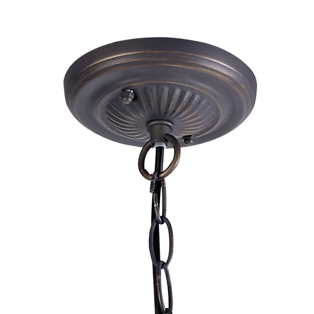 Nelson Lighting NLK00479 Chrisy 1 Light Down Lighter Pendant With 40cm Tiffany Shade Beige/Aged Antique Brass