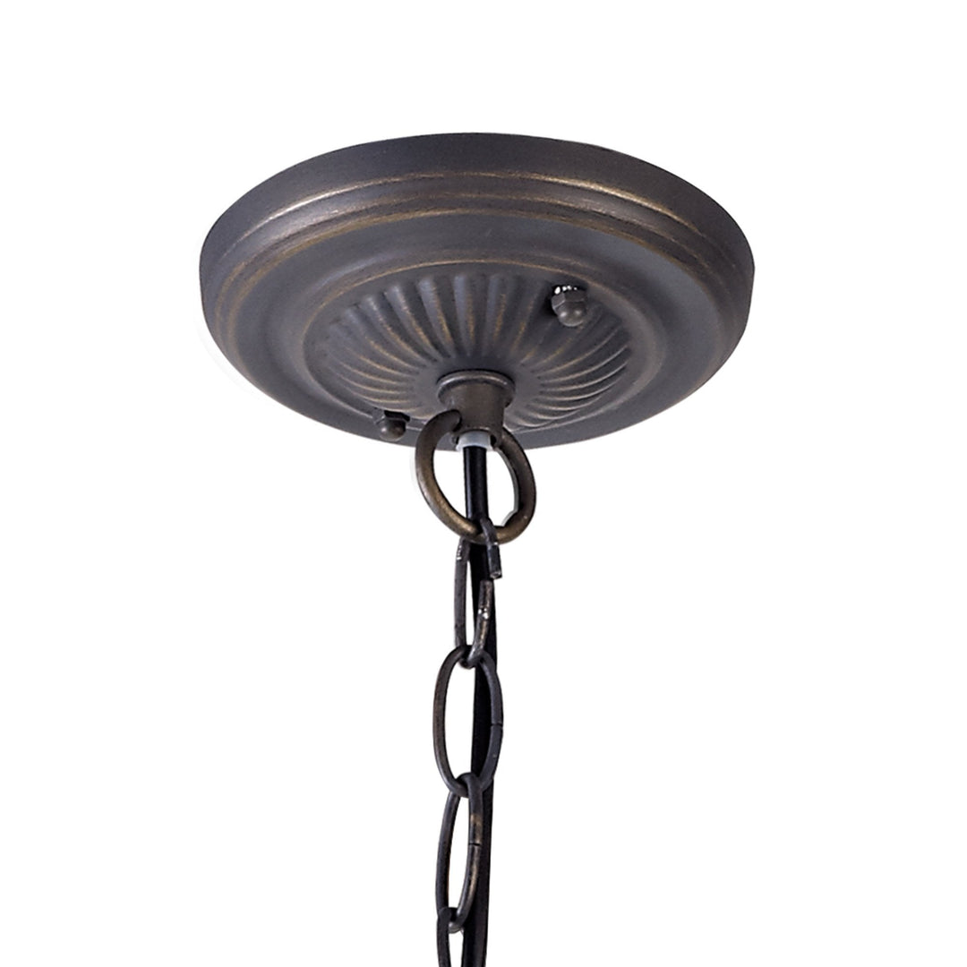 Nelson Lighting NLK00489 Chrisy 2 Light Down Lighter Pendant With 40cm Tiffany Shade Beige/Aged Antique Brass