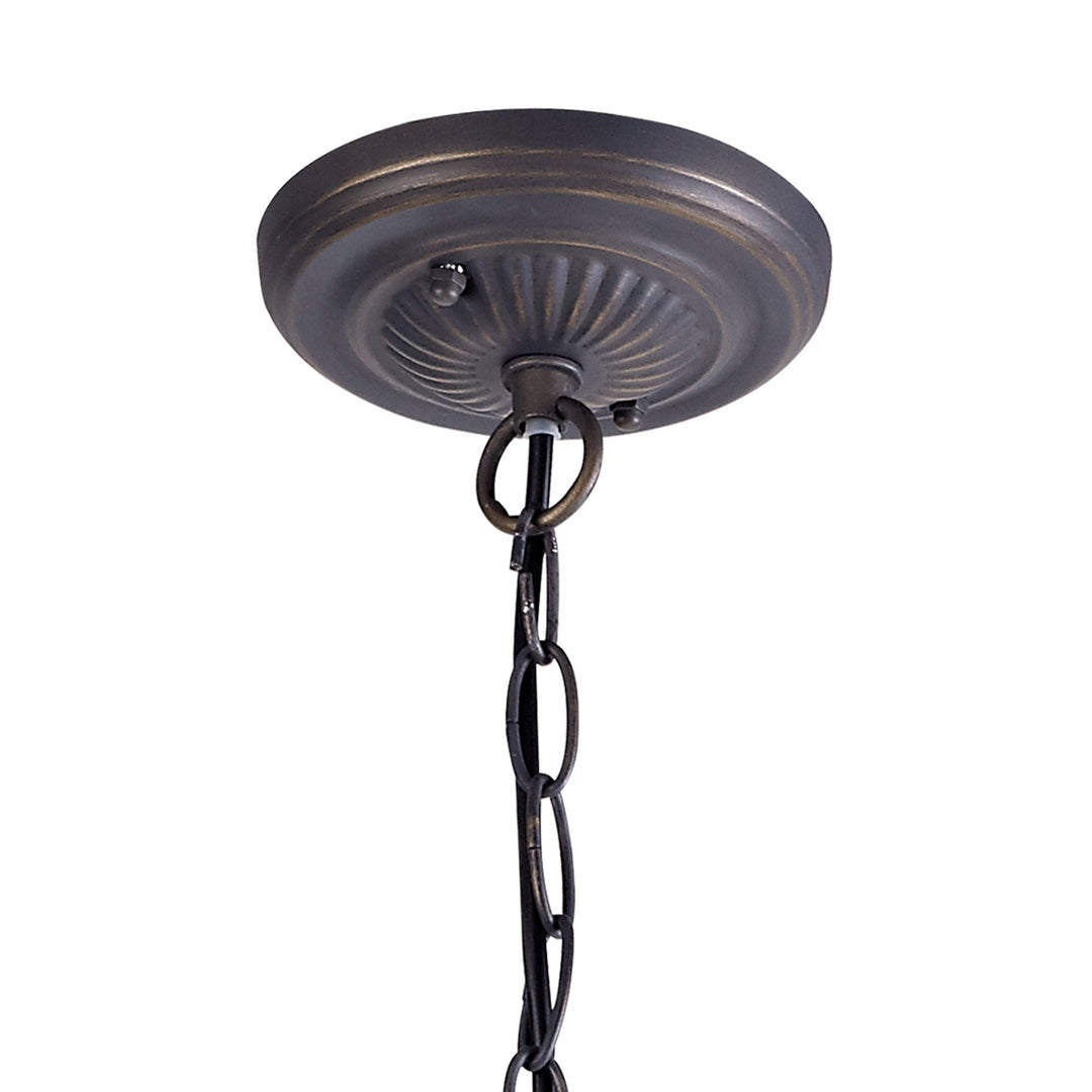 Nelson Lighting NLK00569 Chrisy 1 Light Down Lighter Pendant With 50cm Tiffany Shade Beige/Aged Antique Brass