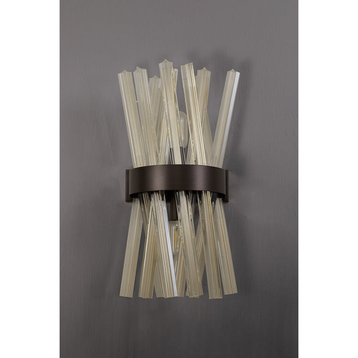 Nelson Lighting NL83649 Clover 2 Light Wall Light Brown Oxide / Champagne Glass