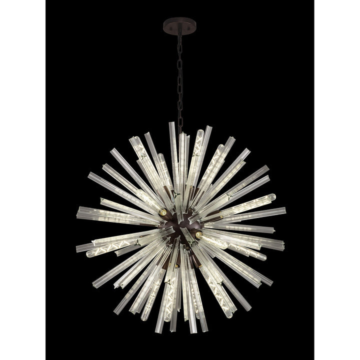 Nelson Lighting NL85189 Clover 16 Light Round Pendant Brown Oxide / Clear Glass