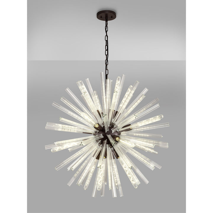 Nelson Lighting NL85189 Clover 16 Light Round Pendant Brown Oxide / Clear Glass