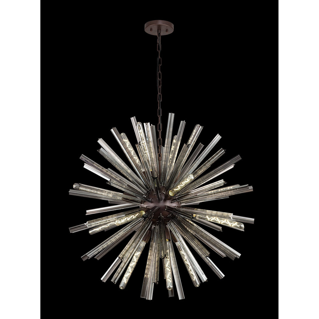 Nelson Lighting NL85199 Clover 16 Light Round Pendant Brown Oxide / Smoke Glass