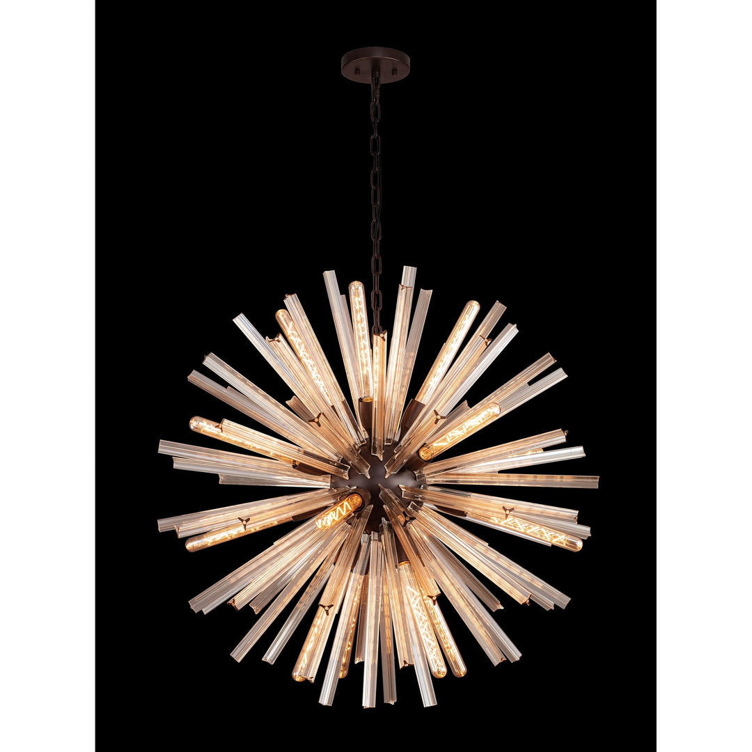 Nelson Lighting NL85209 Clover 16 Light Round Pendant Brown Oxide / Champagne Gold Glass