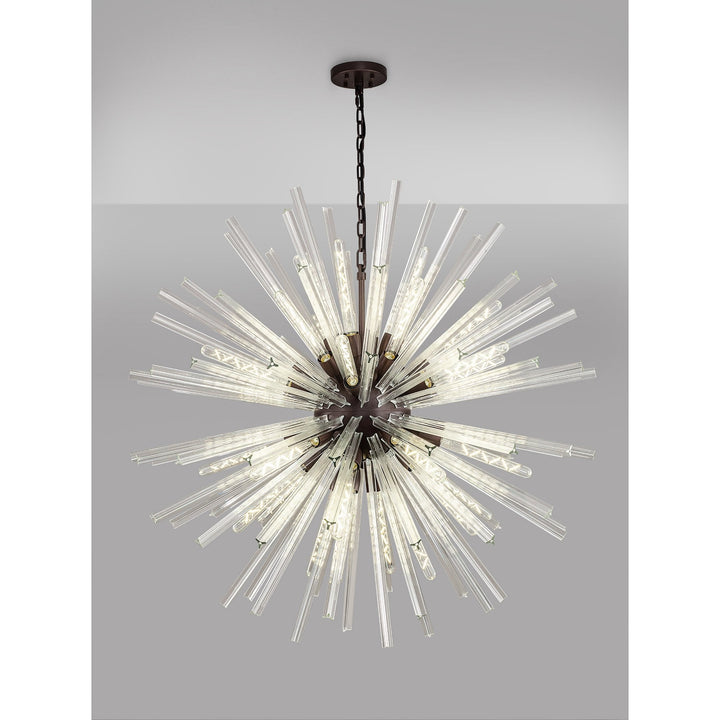 Nelson Lighting NL85249 Clover 32 Light Round Pendant Brown Oxide / Clear Glass