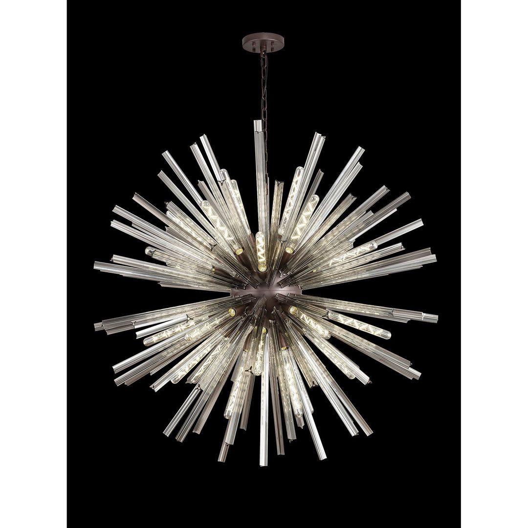 Nelson Lighting NL85259 Clover 32 Light Round Pendant Brown Oxide / Smoke Glass