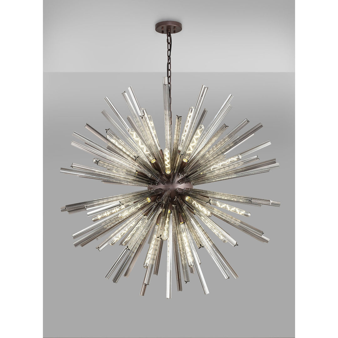 Nelson Lighting NL85259 Clover 32 Light Round Pendant Brown Oxide / Smoke Glass