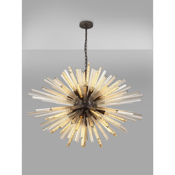 Nelson Lighting NL85329 Clover 32 Light Oval Pendant Brown Oxide / Champagne Glass