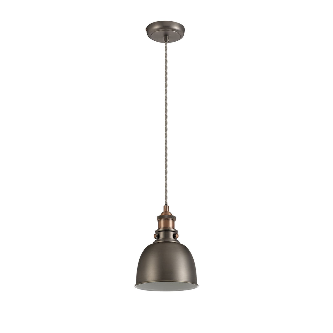 Nelson Lighting NL77369 Corfu Small Pendant 1 Light Antique Silver/Copper/White