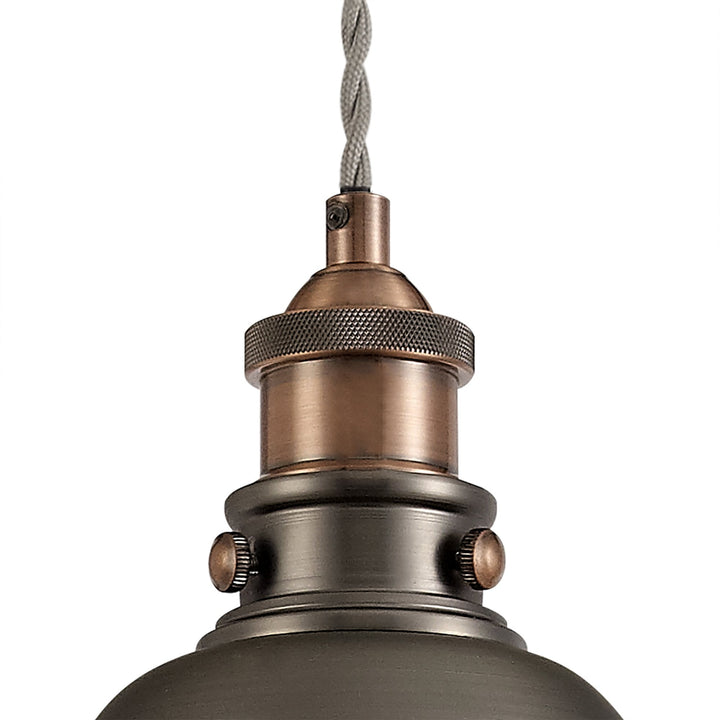 Nelson Lighting NL77369 Corfu Small Pendant 1 Light Antique Silver/Copper/White