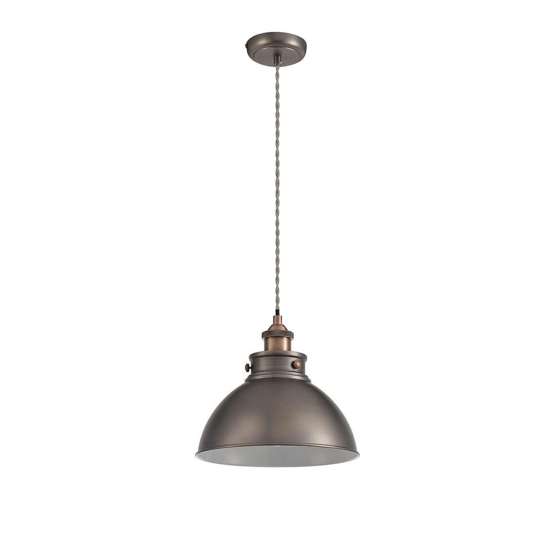 Nelson Lighting NL77379 Corfu Medium Pendant 1 Light Antique Silver/Copper/White