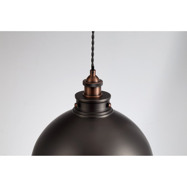 Nelson Lighting NL77379 Corfu Medium Pendant 1 Light Antique Silver/Copper/White