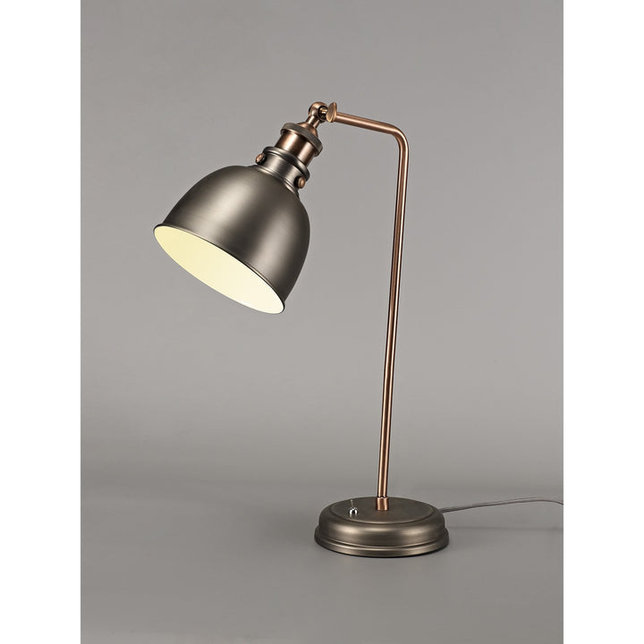 Nelson Lighting NL77409 Corfu Adjustable Table Lamp 1 Light Antique Silver/Copper/White