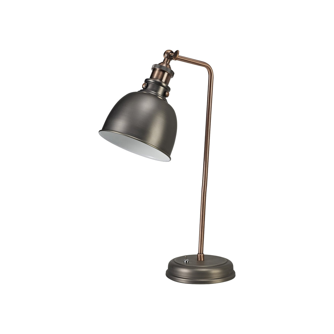 Nelson Lighting NL77409 Corfu Adjustable Table Lamp 1 Light Antique Silver/Copper/White