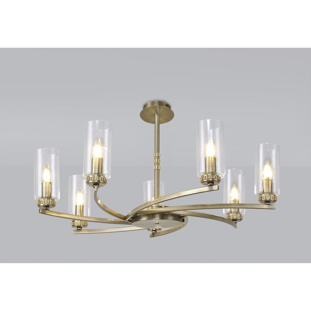 Nelson Lighting NL83769 Darling 7 Light Pendant/Semi Ceiling Antique Brass