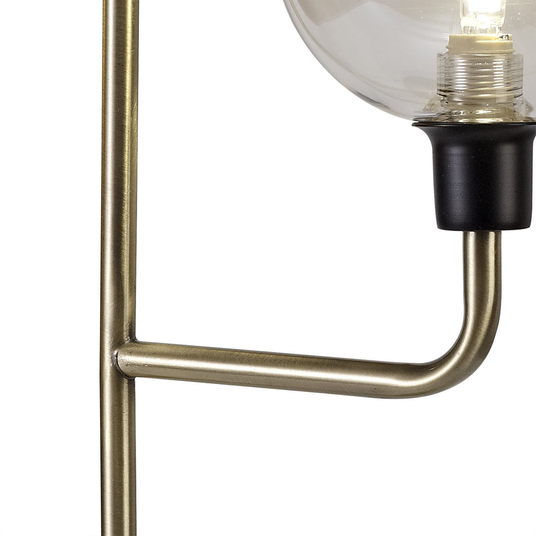 Nelson Lighting NL77349 Dylon Table Lamp 2 Light Matt Black/Antique Brass/Cognac Glass
