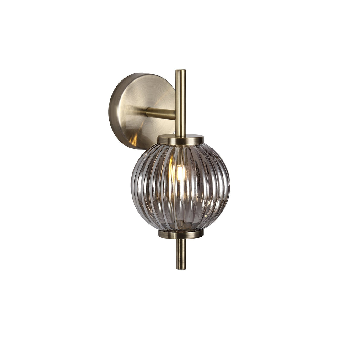 Nelson Lighting NL74439 Farro Wall Lamp Antique Brass/Smoked Glass