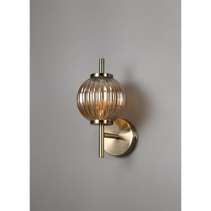 Nelson Lighting NL74449 Farro Wall Lamp Antique Brass/Amber Glass