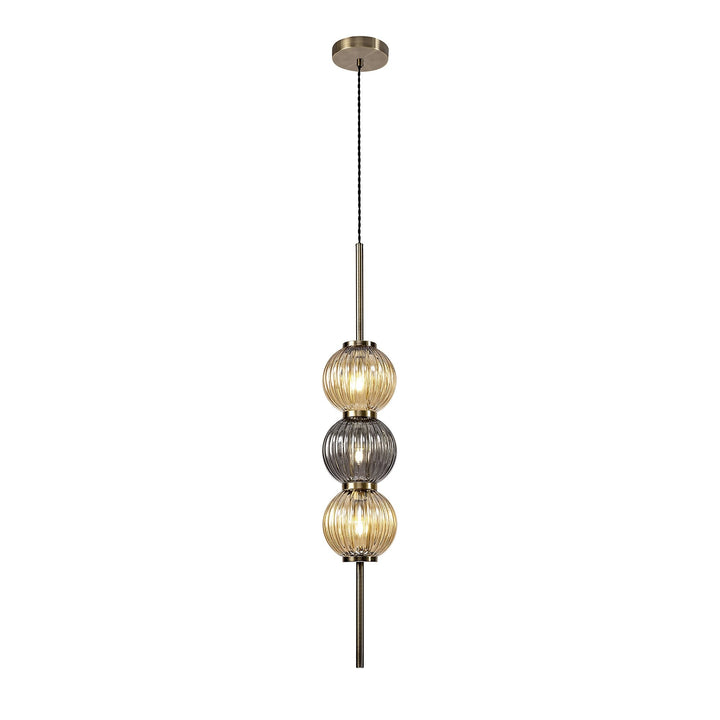 Nelson Lighting NL74459 Farro Pendant Antique Brass/Smoked & Amber Glass