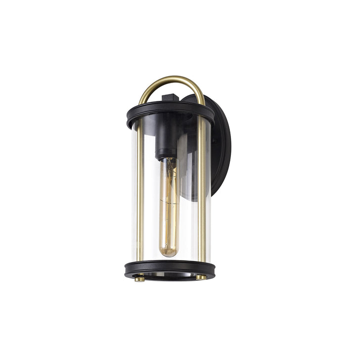 Nelson Lighting NL75829 Gast Outdoor Small Wall Lamp 1 Light Black & Gold/Clear Glass