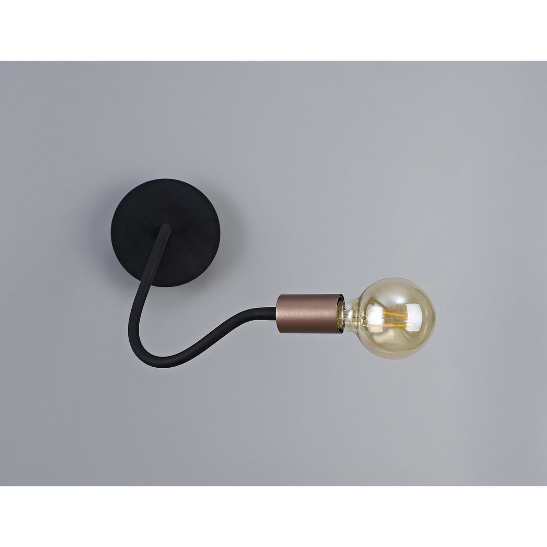 Nelson Lighting NL76479 Gino Flexible Wall Lamp 1 Light Satin Black/Brushed Copper