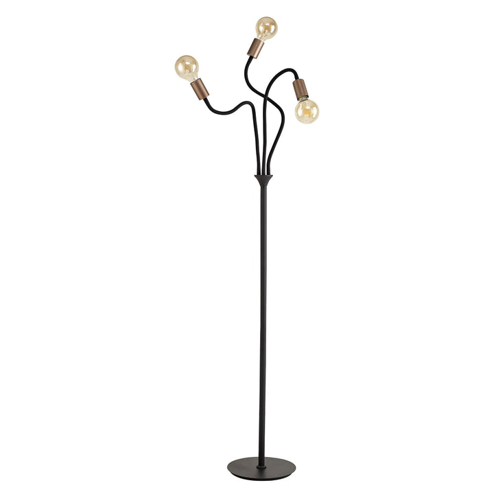 Nelson Lighting NL76499 Gino Flexible Floor Lamp 3 Light Satin Black/Brushed Copper