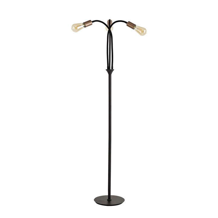 Nelson Lighting NL76499 Gino Flexible Floor Lamp 3 Light Satin Black/Brushed Copper