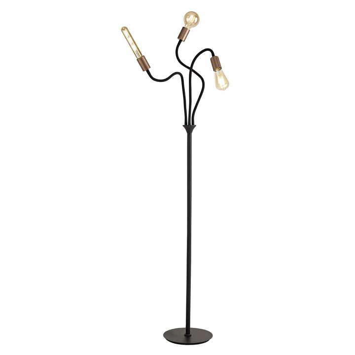 Nelson Lighting NL76499 Gino Flexible Floor Lamp 3 Light Satin Black/Brushed Copper