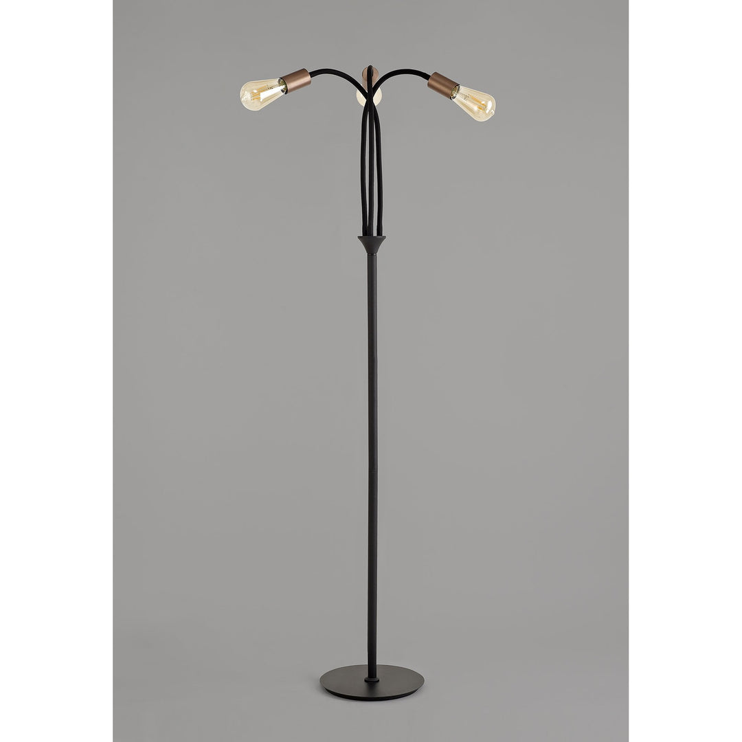 Nelson Lighting NL76499 Gino Flexible Floor Lamp 3 Light Satin Black/Brushed Copper