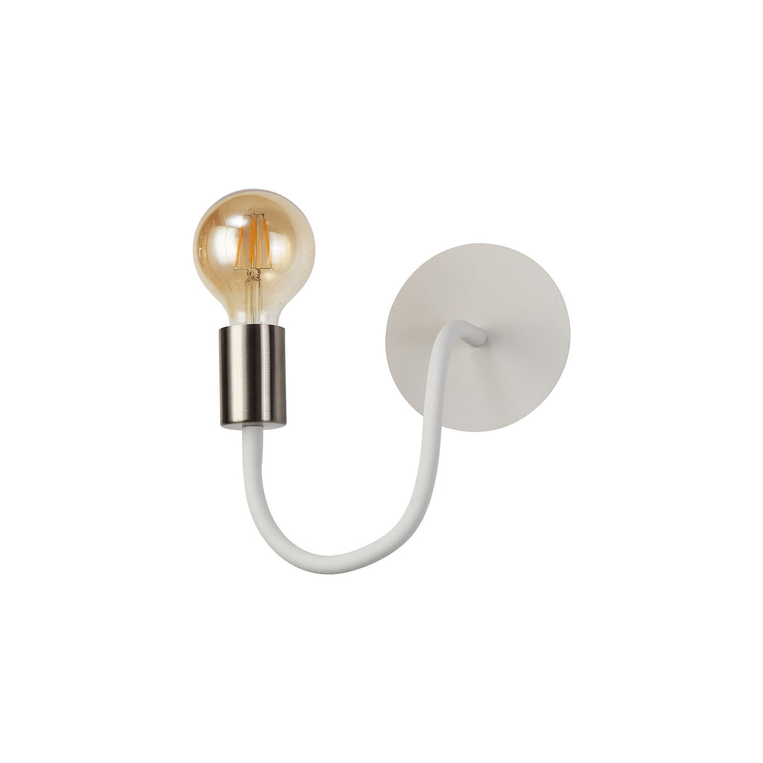 Nelson Lighting NL76549 Gino Flexible Wall Lamp 1 Light Satin White/Satin Nickel