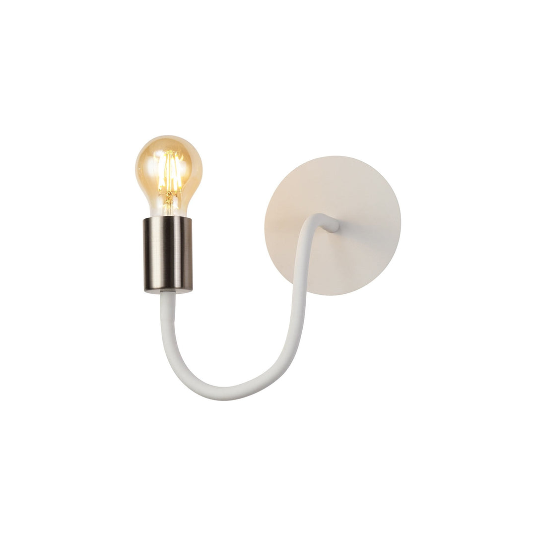 Nelson Lighting NL76549 Gino Flexible Wall Lamp 1 Light Satin White/Satin Nickel