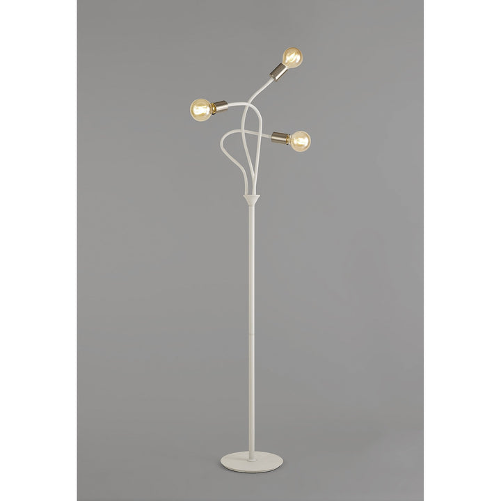 Nelson Lighting NL76569 Gino Flexible Floor Lamp 3 Light Satin White/Satin Nickel