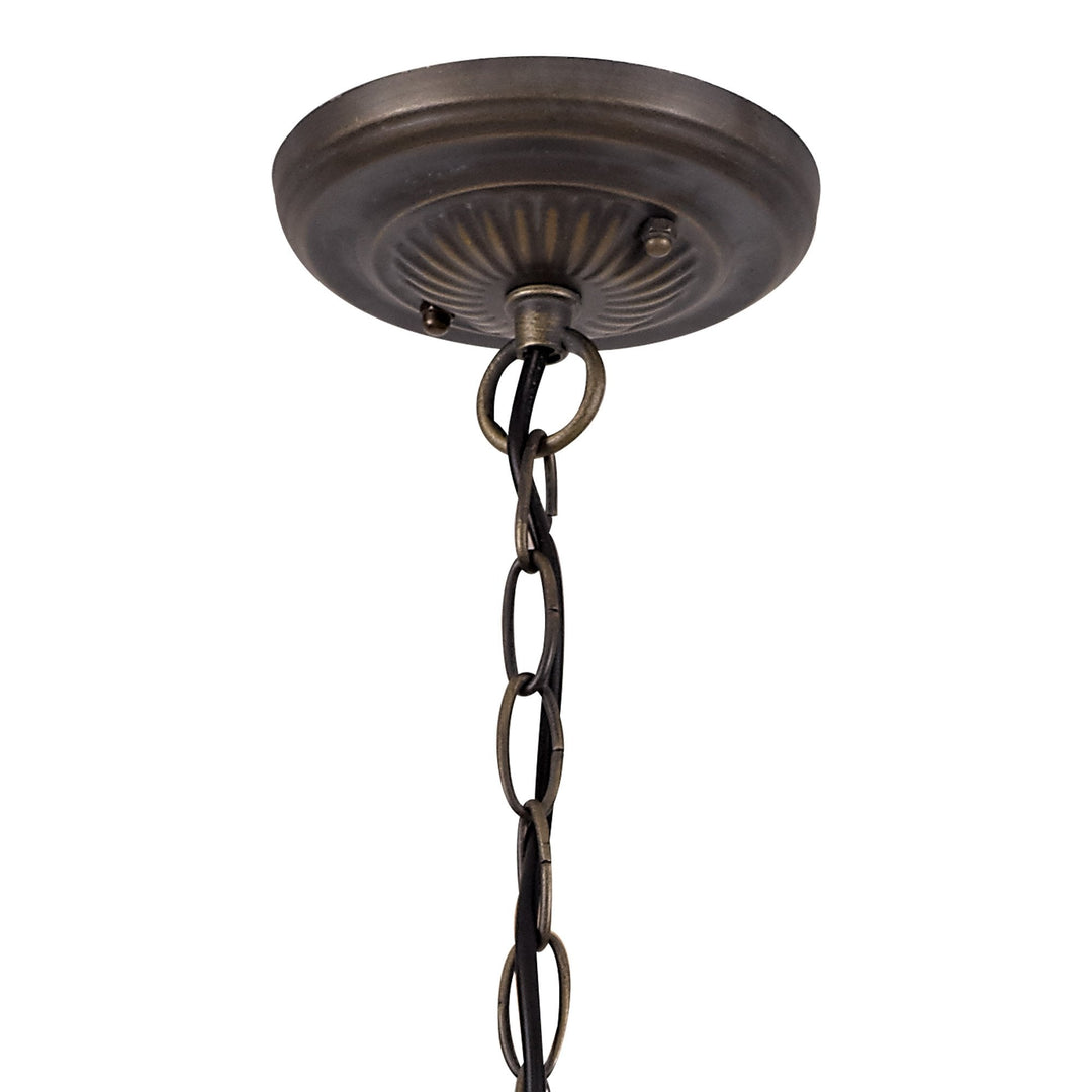 Nelson Lighting NLK00679 Heidi 1 Light Down Lighter Pendant With 30cm Tiffany Shade Blue/Orange/Antique Brass